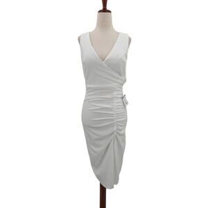 EMERALD SUNDAE SZ S juniors white ruched cutout backless bodycon dress NWT B122